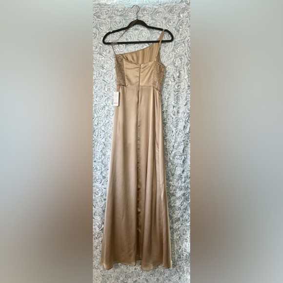 NWT Los Angeles Show Me Your Mumu Shannon One Shoulder Dress Champagne Sz XS - Picture 4 of 14